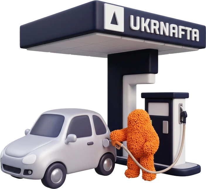 Пушик заправляє авто на АЗС «Укрнафта»